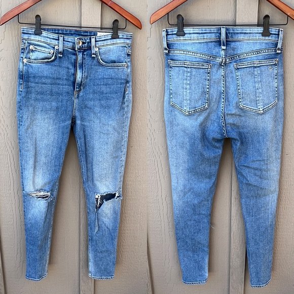 Rag & Bone Nina High Rise Ankle Skinny Distressed Tulsa Wash $225 Size 27 - Picture 2 of 9